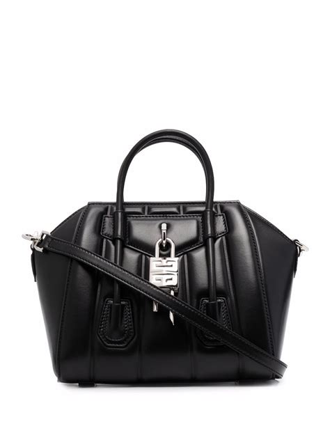 Givenchy: Black Mini Antigona Lock Bag 